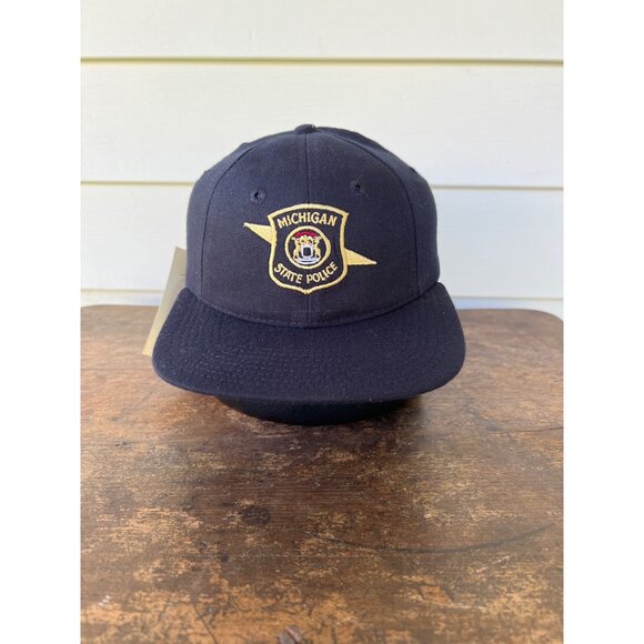 Vintage Michigan State Police Navy Snapback Hat By University Square W3 - Picture 1 of 6